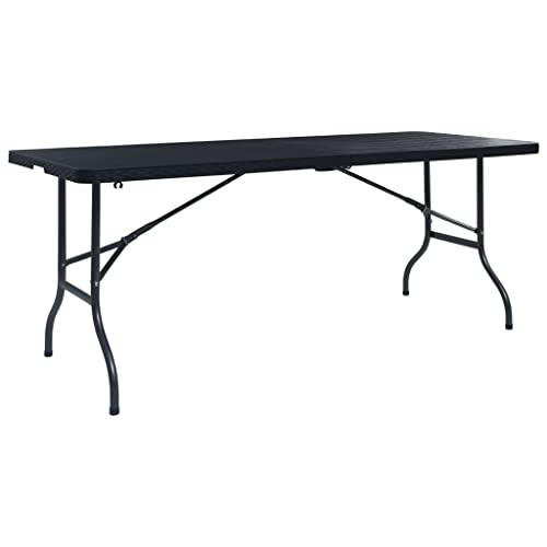 Myheimly Gartentisch Klappbar Schwarz 180×75×72 cm HDPE Rattan-Optik von Myheimly