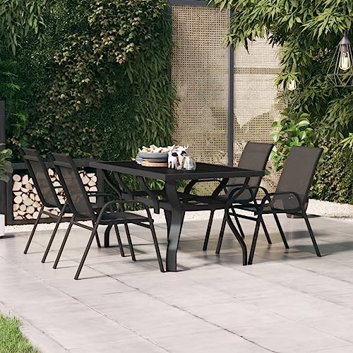Myheimly Gartentisch Schwarz 140x70x70 cm Stahl und Glas Myheimly Gartentisch Schwarz 140x70x70 cm Stahl und Glas von Myheimly