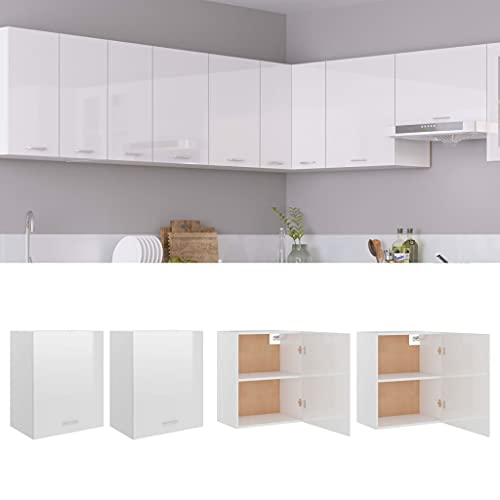 Myheimly Hängeschränke 2 STK. Hochglanz-Weiß 50x31x60 cm Holzwerkstoff Küchenschrank Küchenzeile Küchenmöbel Unterschrank Küchenunterschrank Schrank von Myheimly