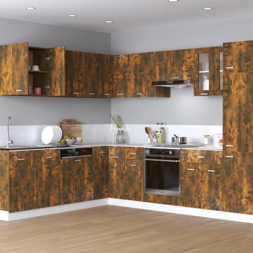 Myheimly Hängeschrank Räuchereiche 60x31x60 cm Holzwerkstoff Küchenschrank Küchenzeile Küchenmöbel Unterschrank Küchenunterschrank Schrank von Myheimly