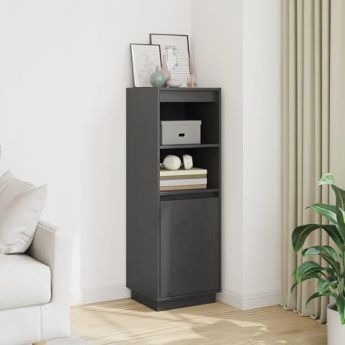 Myheimly Highboard Vitrine Sideboard Kommode Schrank Beistellschrank Bücherschrank Hochschrank Holzschrank 37x34x110cm Massivholz Kiefer Grau Myheimly Highboard Vitrine Sideboard Kommode Schrank Beistellschrank Bücherschrank Hochschrank Holzschrank 37x34x110cm Massivholz Kiefer Grau von Myheimly