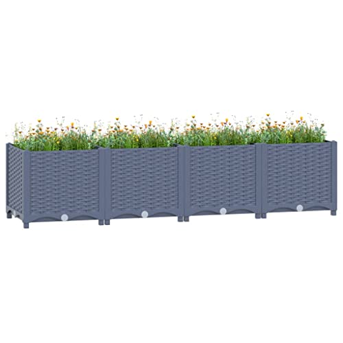 Myheimly Hochbeet, Hochbeet für Garten Balkon Terrasse, Gemüsebeet Pflanzkasten zum Selber Bauen, Blumenbeet Blumenkasten Rattan-Optik, Polypropylen Blaugrau,160 x 40 x 38 cm Myheimly Hochbeet, Hochbeet für Garten Balkon Terrasse, Gemüsebeet Pflanzkasten zum Selber Bauen, Blumenbeet Blumenkasten Rattan-Optik, Polypropylen Blaugrau,160 x 40 x 38 cm von Myheimly