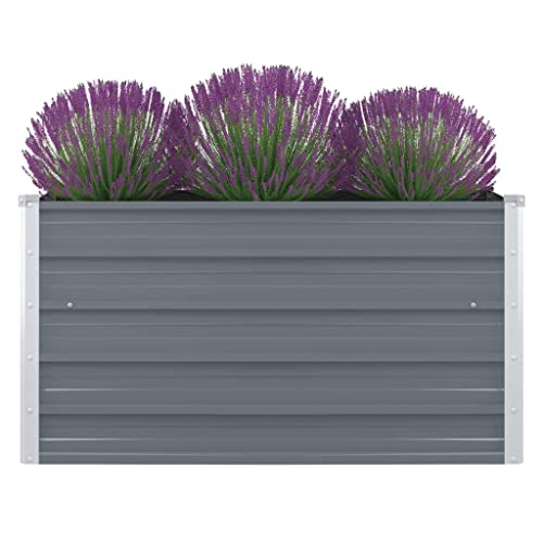 Myheimly Hochbeet Gartenbeet Gemüsebeet Pflanzbeet Pflanzkasten Blumenbeet Blumenkasten Frühbeet Garten 100 x 100 x 45 cm Verzinkter Stahl Grau von Myheimly