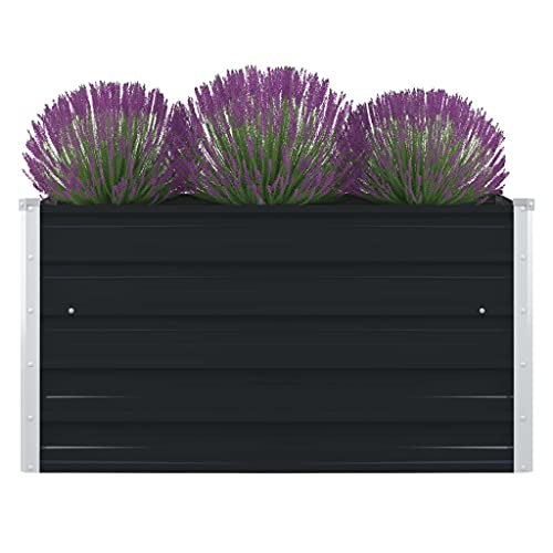 Myheimly Hochbeet Gartenbeet Gemüsebeet Pflanzbeet Pflanzkasten Blumenbeet Blumenkasten Frühbeet Garten 100×100×45 cm Verzinkter Stahl Anthrazit von Myheimly