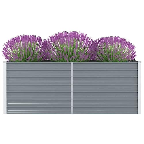 Myheimly Hochbeet Gartenbeet Pflanzbeet Frühbeet 160 x 80 x 45 cm Verzinkter Stahl Grau von Myheimly