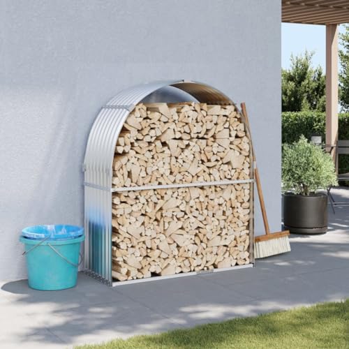 Myheimly Kaminholzunterstand, Kaminholzregal mit viel Stauraum, Feuerfest Brennholzregal mit Haken, Garten Holzlager Unterstand Silbern 120x45x140 cm Verzinkter Stahl Myheimly Kaminholzunterstand, Kaminholzregal mit viel Stauraum, Feuerfest Brennholzregal mit Haken, Garten Holzlager Unterstand Silbern 120x45x140 cm Verzinkter Stahl von Myheimly