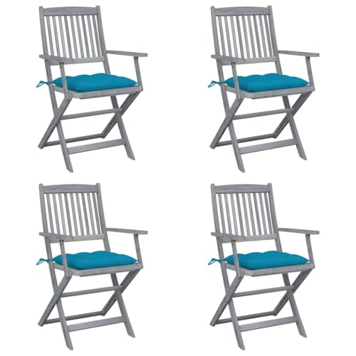 Myheimly Klappbare Gartenstühle 4 STK. mit Kissen Massivholz Akazie von Myheimly