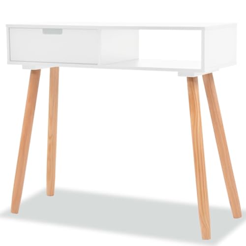 Myheimly Konsolentisch Kiefernholz Massiv 80 x 30 x 72 cm Weiß von Myheimly