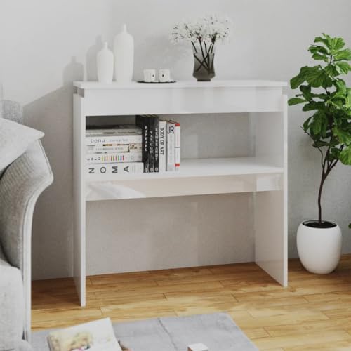 Myheimly Konsolentisch Konsole Beistelltisch Flurtisch Sideboard Ablagetisch Wandtisch Schminktisch Hochglanz-Weiß 80x30x80cm Holzwerkstoff von Myheimly