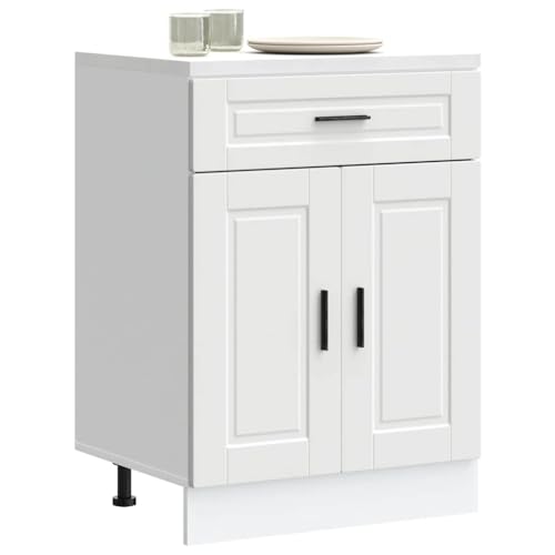 Myheimly Küchenschrank Holzwerkstoff,hoher Küchenschrank, Schrank,Küchenzeile,Schrank Küche,Einbauküche Küchenunterschrank Porto Weiß Holzwerkstoff von Myheimly