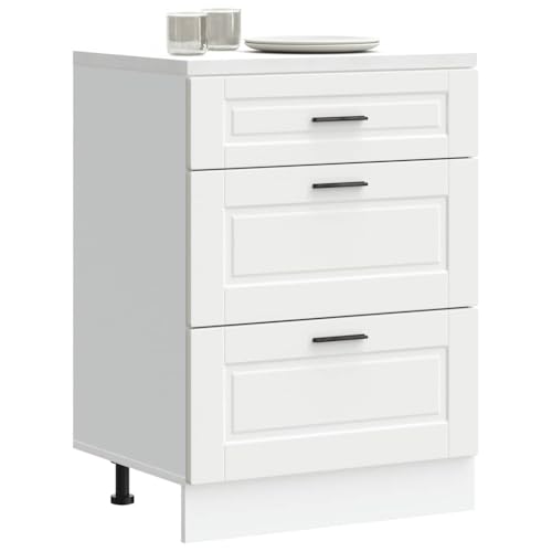 Myheimly Küchenschrank Holzwerkstoff,hoher Küchenschrank, Schrank,Küchenzeile,Schrank Küche,Einbauküche Küchenunterschrank Porto Weiß Holzwerkstoff von Myheimly