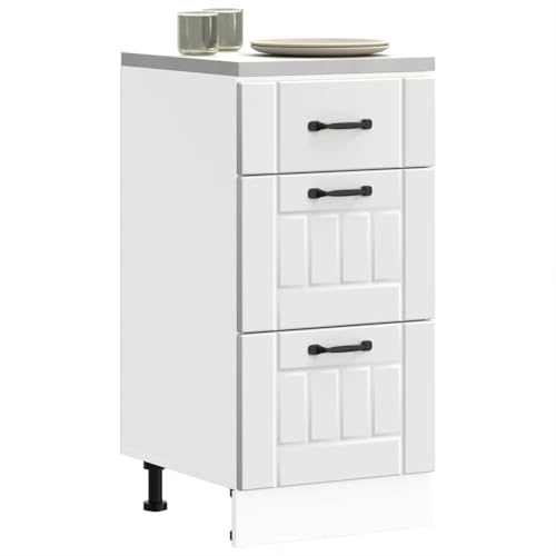 Myheimly Küchenschrank Küchenzeile,Küchenmöbel Einbauküche Schrank,Holzwerkstoff Schrank,Weiß,Kitchen Cabinet (3 Drawers),40 x 46 x 81.5 cm von Myheimly