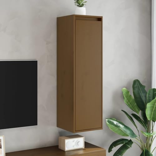 Myheimly Massivholz Kiefer Wandschrank Hängeschrank TV Schrank Fernsehschrank Lowboard Fernsehtisch Regal Aufbewahrung Badschrank Honigbraun,2 PZ von Myheimly