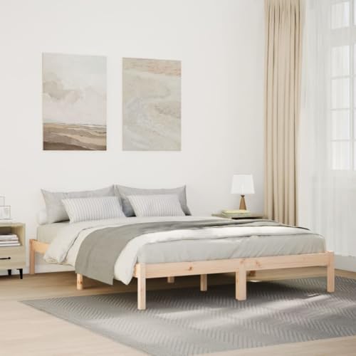 Myheimly Massivholzbett, Bett Holzbett für Schlafzimmer, Bettgestell Bettrahmen mit Lattenrost, Schlafzimmerbett, Modern Massivholzbett, Natur,160 x 210 cm Myheimly Massivholzbett, Bett Holzbett für Schlafzimmer, Bettgestell Bettrahmen mit Lattenrost, Schlafzimmerbett, Modern Massivholzbett, Natur,160 x 210 cm von Myheimly