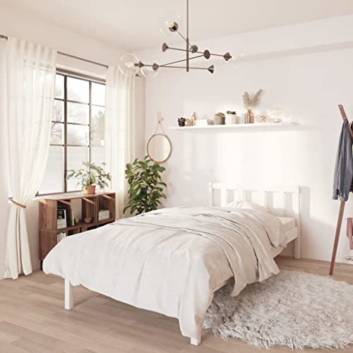 Myheimly Massivholzbett Kiefer Bettgestell Bett Holzbett Einzelbett Futonbett Bettrahmen Schlafzimmerbett Schlafzimmermöbel Weiß Kiefer 90x190 cm von Myheimly