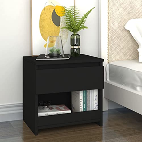 Myheimly Nachttisch mit 1 Schublade 1 Fach Nachtschrank Nachtkonsole Nachtkommode Schlafzimmer Schrank Kommode 40x30x39cm Holzwerkstoff Schwarz,1 pz von Myheimly