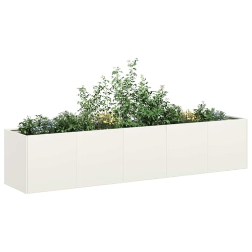 Myheimly Pflanzkübel, Pflanzschale, Garten-Garten-Pflanzkübel, Outdoor-Pflanzgefäß, Hochbeet, Pflanzgefäß Weiß 200x40x40 cm Kaltgewalzter Stahl von Myheimly