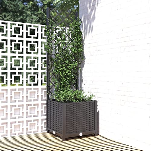 Myheimly Pflanzkübel mit Spalier Schwarz 40x40x136 cm PP von Myheimly