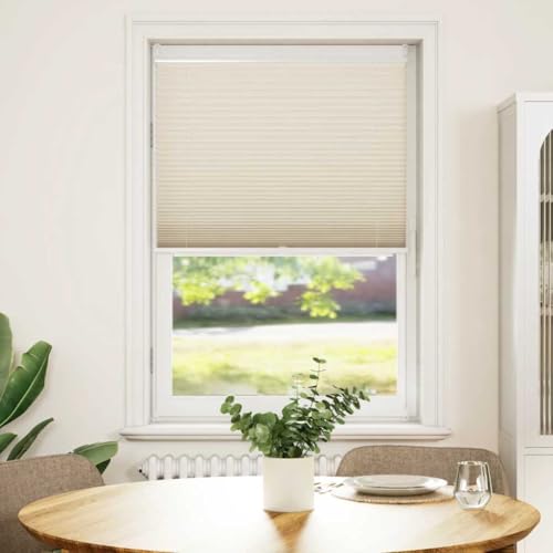 Myheimly Plissee Klemmfix Faltrollo Jalousie Plisseerollo Rollo Creme,80 x 125 cm von Myheimly