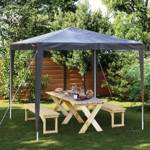 Myheimly Profi Partyzelt UV-beständig Wasserbeständig Pavillon Festzelt Gartenpavillon Gartenzelt Garten Zelt Bierzelt Anthrazit,2.5 x 2.5 m von Myheimly