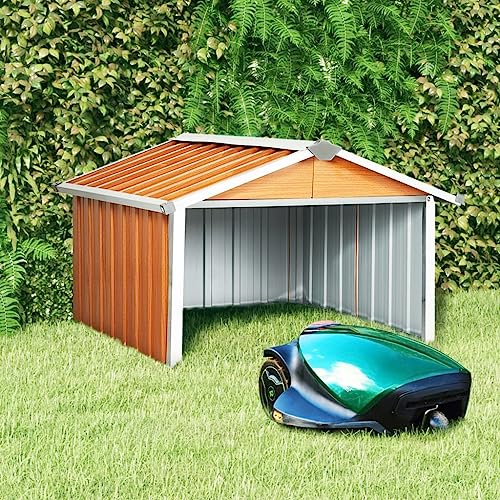 Myheimly Rasenmäher Garage 92x97x63 cm Verzinkter Stahl Braun von Myheimly