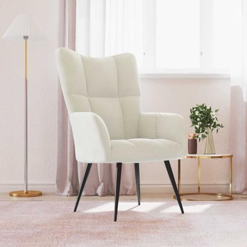 Myheimly Relaxsessel Sessel Polsterstuhl Stuhl Relaxstuhl Polstersessel Armsessel Ohrensessel Wohnzimmer Cremeweiß Samt von Myheimly