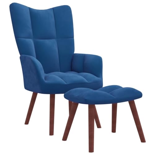 Myheimly Relaxsessel mit Hocker,Sessel mit Stahlrahmen Holzbeinen,Relaxstuhl Polsterstuhl mit Armlehne,Fernsehsessel Polstersessel Wohnzimmer,Modern Samt Sessel Blau,Mit Fußablage Myheimly Relaxsessel mit Hocker,Sessel mit Stahlrahmen Holzbeinen,Relaxstuhl Polsterstuhl mit Armlehne,Fernsehsessel Polstersessel Wohnzimmer,Modern Samt Sessel Blau,Mit Fußablage von Myheimly