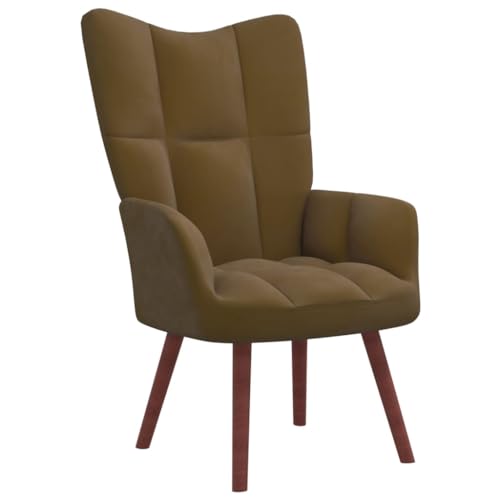 Myheimly Relaxsessel mit Hocker,Sessel mit Stahlrahmen Holzbeinen,Relaxstuhl Polsterstuhl mit Armlehne,Fernsehsessel Polstersessel Wohnzimmer,Modern Samt Sessel Braun,Ohne Fußablage von Myheimly