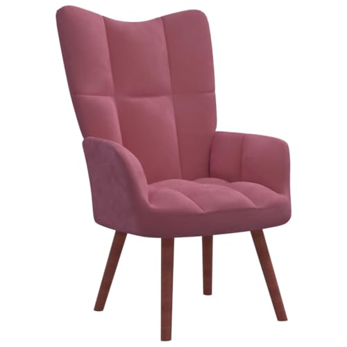 Myheimly Relaxsessel mit Hocker,Sessel mit Stahlrahmen Holzbeinen,Relaxstuhl Polsterstuhl mit Armlehne,Fernsehsessel Polstersessel Wohnzimmer,Modern Samt Sessel Rosa,Ohne Fußablage von Myheimly