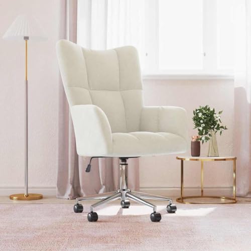 Myheimly Relaxsessel mit Rollen Höhenverstellbar Drehbar Fernsehsessel Polstersessel Polsterstuhl Relaxstuhl Sessel Ohrensessel Wohnzimmer Samt Relaxsessel Creme von Myheimly