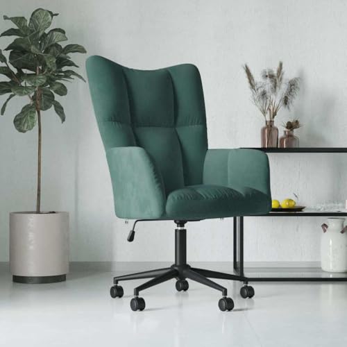 Myheimly Relaxsessel mit Rollen Höhenverstellbar Drehbar Fernsehsessel Polstersessel Polsterstuhl Relaxstuhl Sessel Ohrensessel Wohnzimmer Samt Relaxsessel Dunkelgrün von Myheimly