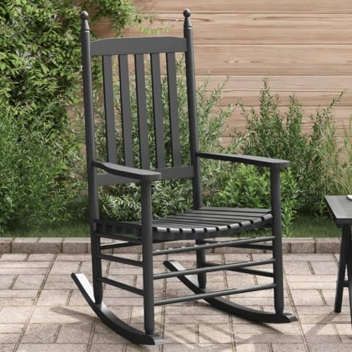 Myheimly Schaukelstuhl Gartenstuhl Gartenmöbel mit Gebogener Sitzfläche Massivholz Pappel von Myheimly
