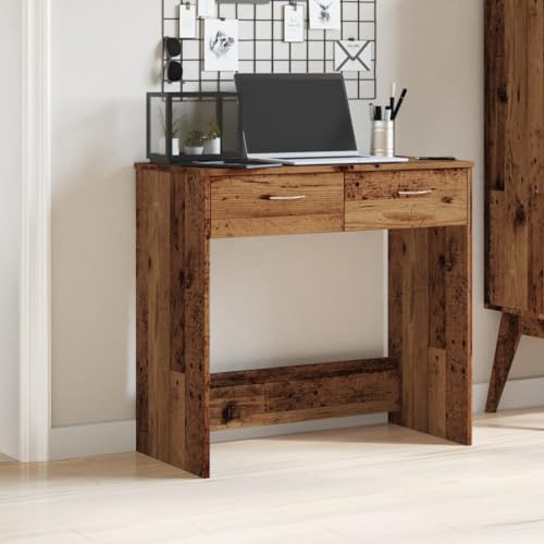 Myheimly Schreibtisch mit 2 Schubladen Computertisch Bürotisch Arbeitstisch Laptoptisch PC Tisch Jugend Kinderschreibtisch 80x40x75cm Holzwerkstoff Schreibtisch Altholz von Myheimly