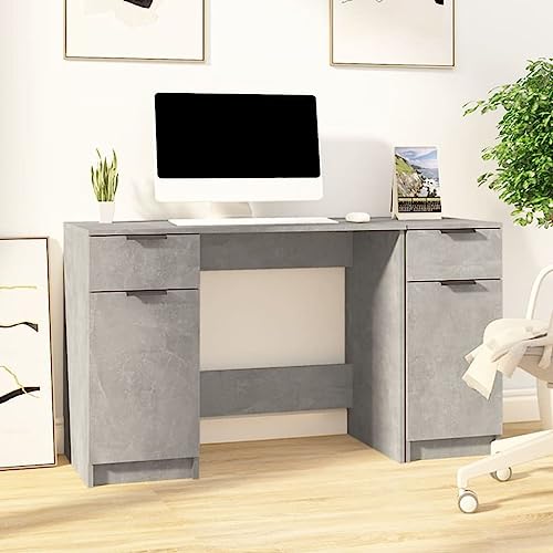Myheimly Schreibtisch mit Beistellschrank Holzwerkstoff, Bürotisch, Arbeitstisch, Schreibtisch mit Stauraum, Computertisch Betongrau Myheimly Schreibtisch mit Beistellschrank Holzwerkstoff, Bürotisch, Arbeitstisch, Schreibtisch mit Stauraum, Computertisch Betongrau von Myheimly
