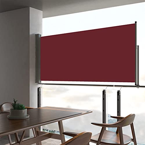 Myheimly Seitenmarkise Ausziehbar Sonnenschutz Sichtschutz Windschutz Seitenrollo Markise Seitenwandmarkise Balkon Garten Terrasse Rot,60 x 300 cm von Myheimly