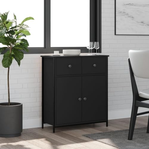 Myheimly Sideboard, Kommode mit viel Stauraum, Highboard Wohnzimmerschrank mit verstellbaren Beinen, Schrank Anrichte Beistellschrank,HolzwerkstoffSchwarz Myheimly Sideboard, Kommode mit viel Stauraum, Highboard Wohnzimmerschrank mit verstellbaren Beinen, Schrank Anrichte Beistellschrank,HolzwerkstoffSchwarz von Myheimly
