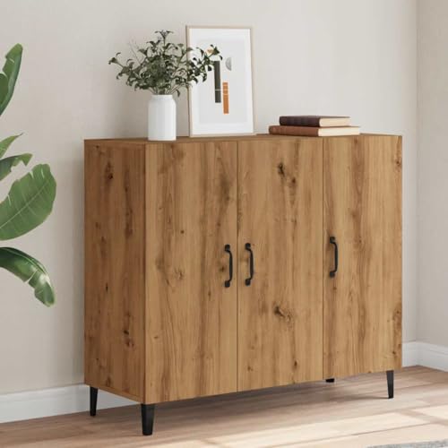 Myheimly Sideboard Kommode Anrichte Schrank Beistellschrank Mehrzweckschrank Standschrank Wohnzimmer Flur Sideboard 90x34x80cm Holzwerkstoff Eiche handwerklich von Myheimly
