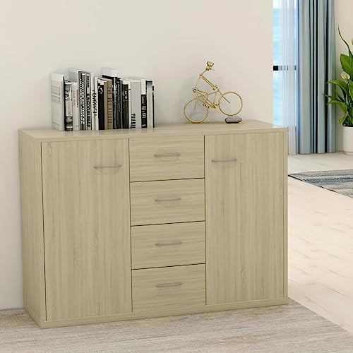 Myheimly Sideboard Kommode mit viel Stauraum, Schrank mit 4 Schubladen 2 Türen, Mehrzweckschrank Anrichte für Wohnzimmer Sonoma-Eiche 88x30x65 cm Holzwerkstoff Myheimly Sideboard Kommode mit viel Stauraum, Schrank mit 4 Schubladen 2 Türen, Mehrzweckschrank Anrichte für Wohnzimmer Sonoma-Eiche 88x30x65 cm Holzwerkstoff von Myheimly