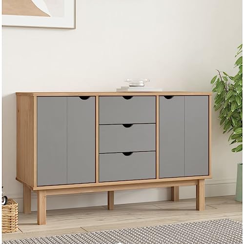 Myheimly Sideboard Schrank Anrichte Beistellschrank Kommode Mehrzweckschrank Standschrank Wohnzimmerschrank 113,5x43x73cm Massivholz Kiefer Sideboard Braun und Grau Myheimly Sideboard Schrank Anrichte Beistellschrank Kommode Mehrzweckschrank Standschrank Wohnzimmerschrank 113,5x43x73cm Massivholz Kiefer Sideboard Braun und Grau von Myheimly