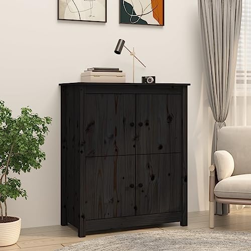 Myheimly Sideboard Schrank Anrichte Beistellschrank Kommode Mehrzweckschrank Standschrank Wohnzimmerschrank 83x41,5x100cm Massivholz KieferSchwarz von Myheimly