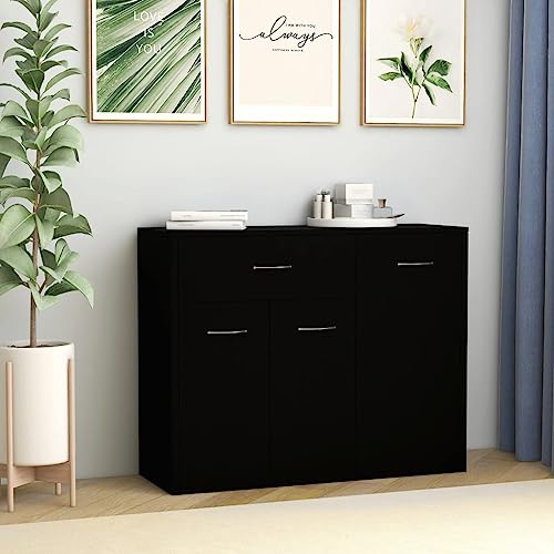 Myheimly Sideboard mit 1 Schublade 3 Türen Kommode Anrichte Schrank Beistellschrank Mehrzweckschrank Standschrank Holzwerkstoff Sideboard Schwarz Myheimly Sideboard mit 1 Schublade 3 Türen Kommode Anrichte Schrank Beistellschrank Mehrzweckschrank Standschrank Holzwerkstoff Sideboard Schwarz von Myheimly