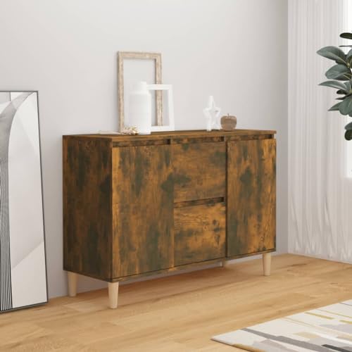 Myheimly Sideboard mit 2 Schubladen 2 Türen Kommode Anrichte Schrank Beistellschrank Mehrzweckschrank 103,5x35x70cm Holzwerkstoff Räuchereiche von Myheimly