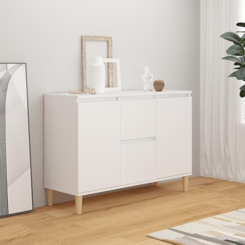 Myheimly Sideboard mit 2 Schubladen 2 Türen Kommode Anrichte Schrank Beistellschrank Mehrzweckschrank 103,5x35x70cm Holzwerkstoff Weiß von Myheimly