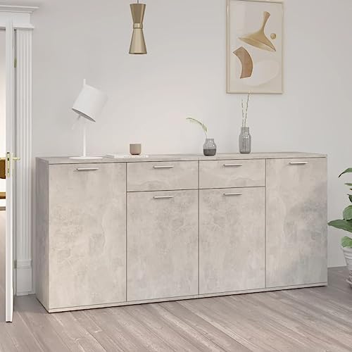 Myheimly Sideboard mit 2 Türen 1 Schublade Kommode Anrichte Mehrzweckschrank Beistellschrank Schrank Standschrank Betongrau 160x36x75 cm Holzwerkstoff von Myheimly