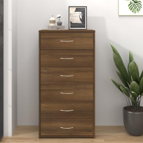 Myheimly Sideboard mit 6 Schubladen Kommode Anrichte Schrank Beistellschrank Mehrzweckschrank Schubladenschrank 50x34x96cm Holzwerkstoff Sideboard Braune Eiche Myheimly Sideboard mit 6 Schubladen Kommode Anrichte Schrank Beistellschrank Mehrzweckschrank Schubladenschrank 50x34x96cm Holzwerkstoff Sideboard Braune Eiche von Myheimly
