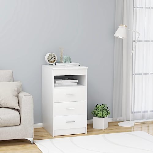 Myheimly Sideboard mit Schubladen Kommode Anrichte Schrank Mehrzweckschrank Beistellschrank Schubladenschrank Weiß 40x50x76 cm Holzwerkstoff von Myheimly