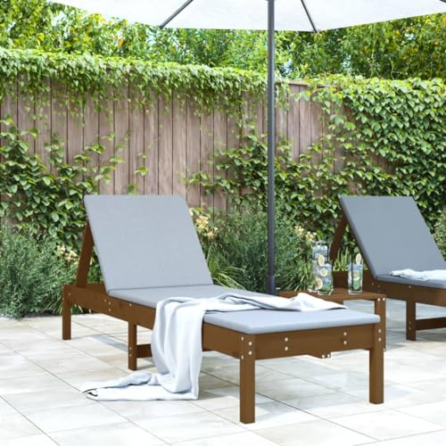Myheimly Sonnenliege Honigbraun 199,5x60x74 cm Gartenliege Verstellbare Rückenlehne, Relaxliege Liege mit Latten-Design, Liegestuhl Strandliege für Garten Terrasse, Massivholz Kiefer von Myheimly
