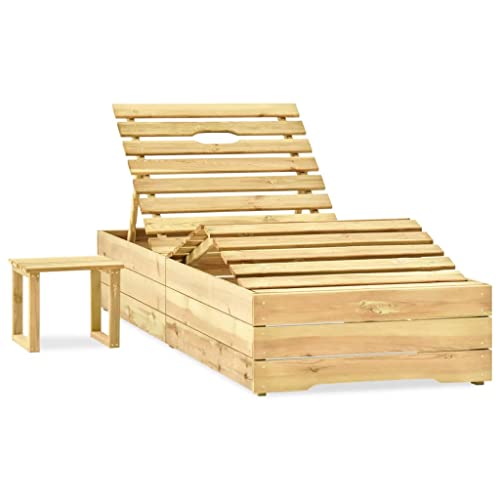 Myheimly Sonnenliege mit Tisch Grün Imprägniertes Kiefernholz von Myheimly