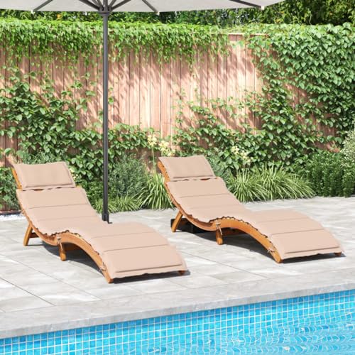 Myheimly Sonnenliegen mit Auflagen Klappbar Gartenliege Liegestuhl Holzliege Liege Gartenmöbel Saunaliege Strandliege 2 STK. Beige Massivholz Akazie Myheimly Sonnenliegen mit Auflagen Klappbar Gartenliege Liegestuhl Holzliege Liege Gartenmöbel Saunaliege Strandliege 2 STK. Beige Massivholz Akazie von Myheimly
