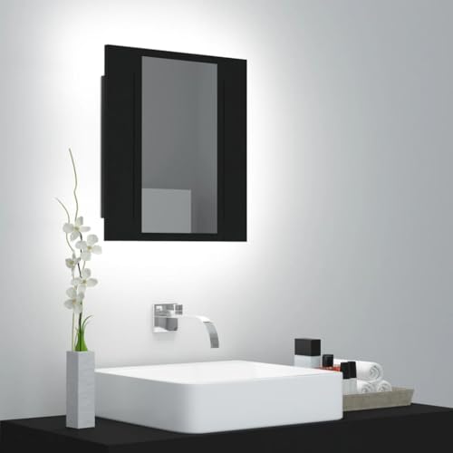 Myheimly Spiegelschrank mit LED-Leuchten 40x12x45 cm,Schwarz von Myheimly